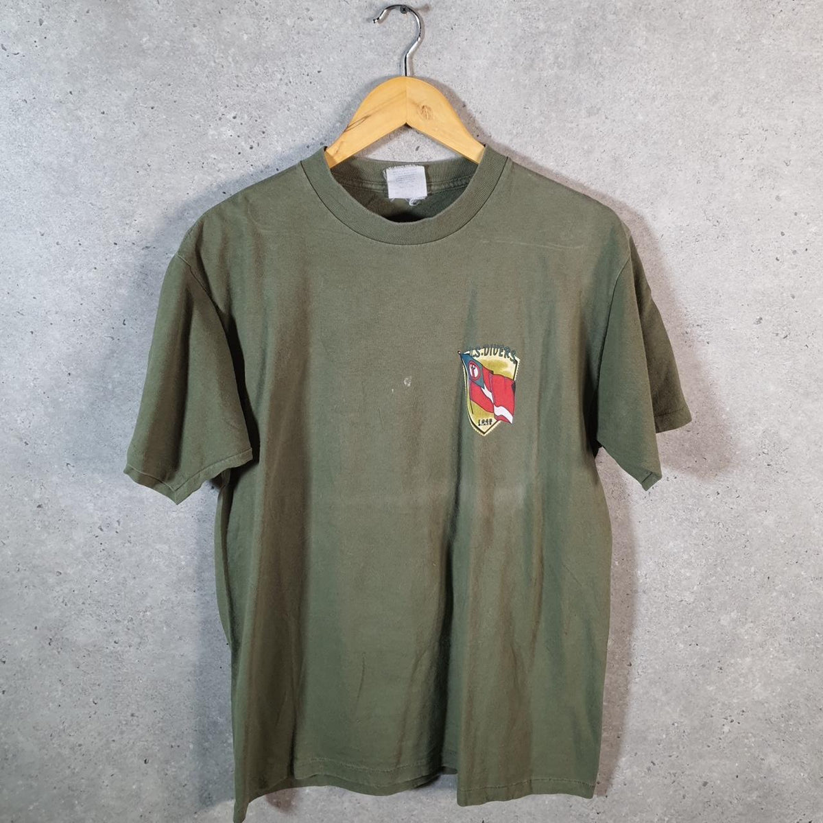 Vintage US Divers Aqua Lung Graphic 90s USA Single Stitch T Shirt Men’s Large Green