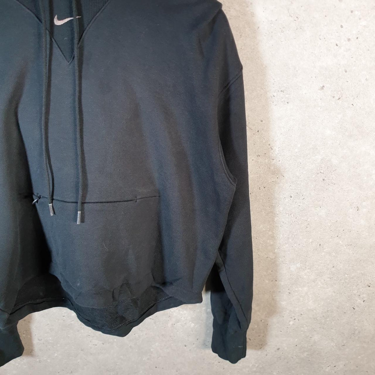 Vintage Nike Club Embroidered Hoodie Womens XS Black Swoosh Y2K Pullover