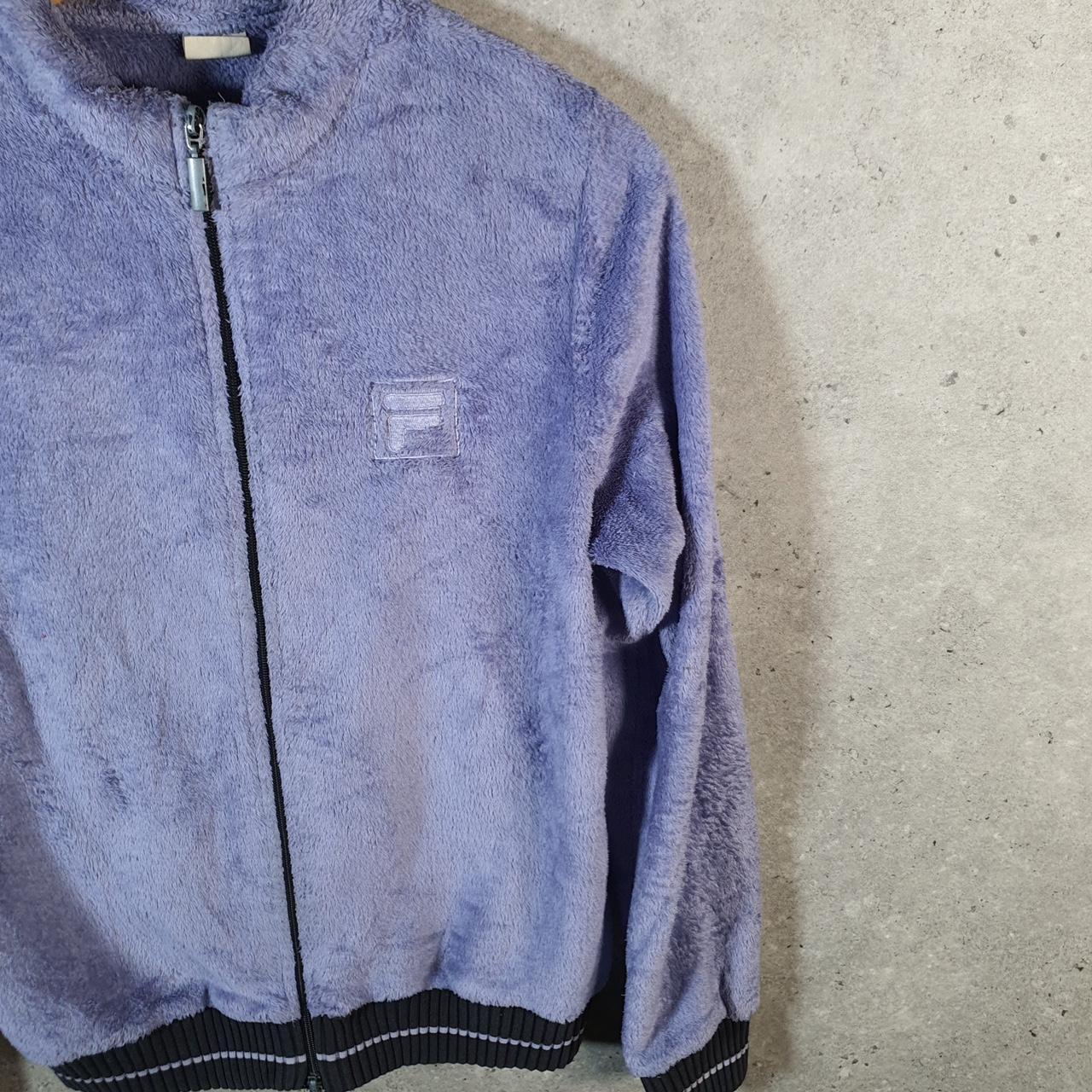 Vintage Fila Full Zip Fleece Sweatshirt Womens Small Purple Teddy Logo