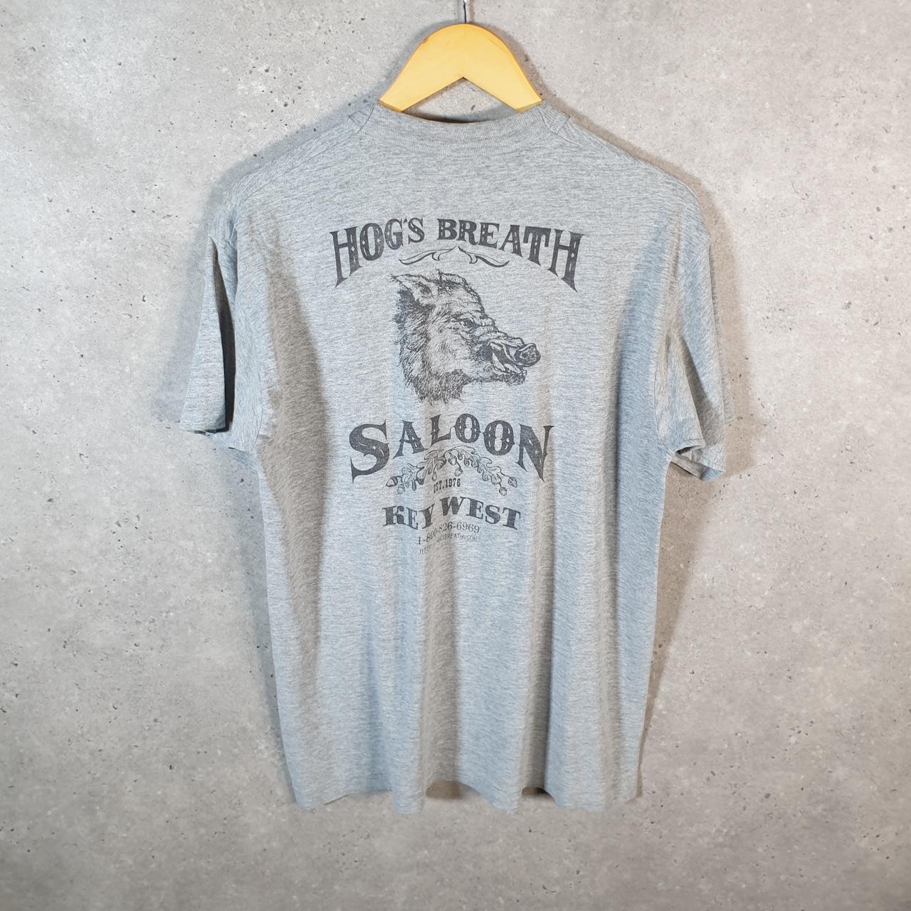 Vintage Fruit Of The Loom Hogs Breath Saloon 90s USA Single Stitch T Shirt Men’s Large Grey