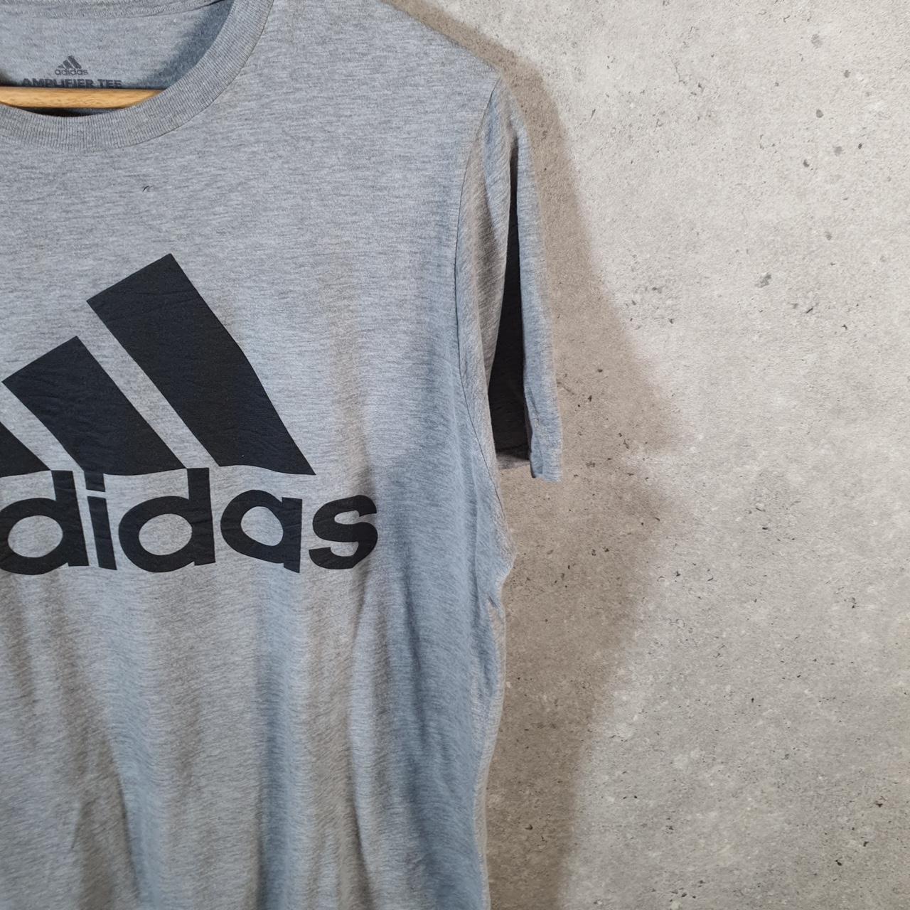 Vintage Adidas Amplifier T Shirt Men’s Medium Grey Three Stripes Logo Athletic