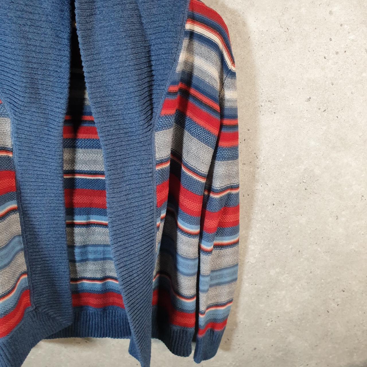 Vintage Ralph Lauren Polo Knit Sweater Cardigan Womens XS Blue Striped Cotton Pullover