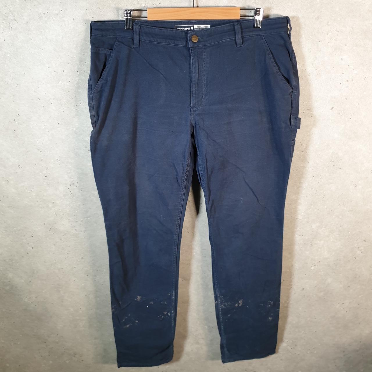 Vintage Carhartt FR Carpenter Trousers Womens W38 L32 Navy Blue Relaxed Fit Workwear USA