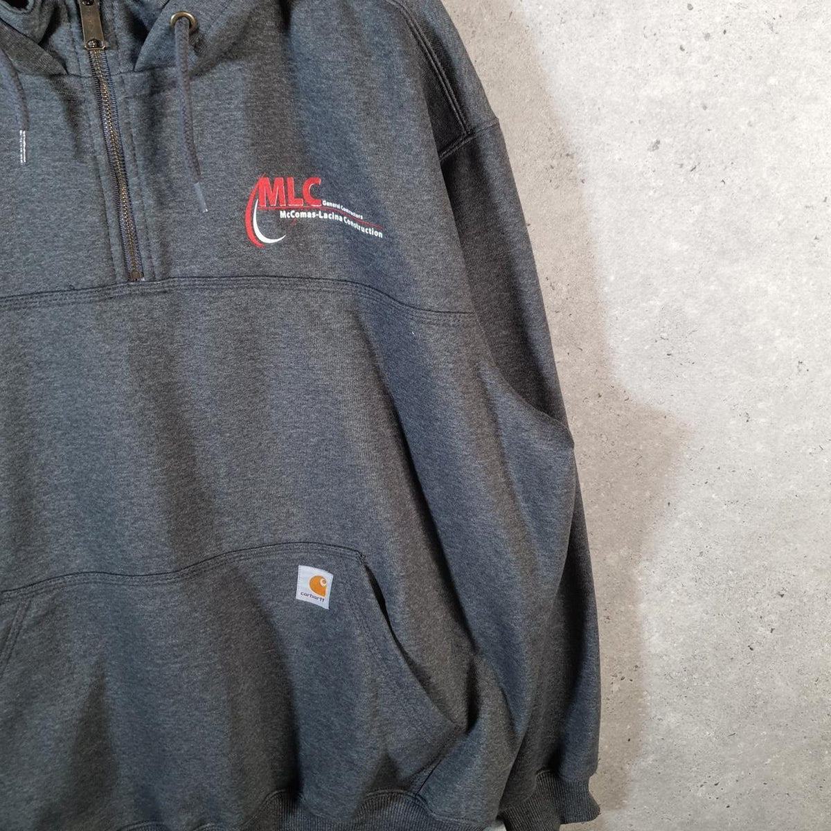 Vintage Carhartt Rain Defender Hoodie Men’s 2XL Grey 1/4 Zip Pullover Blank USA Loose Fit