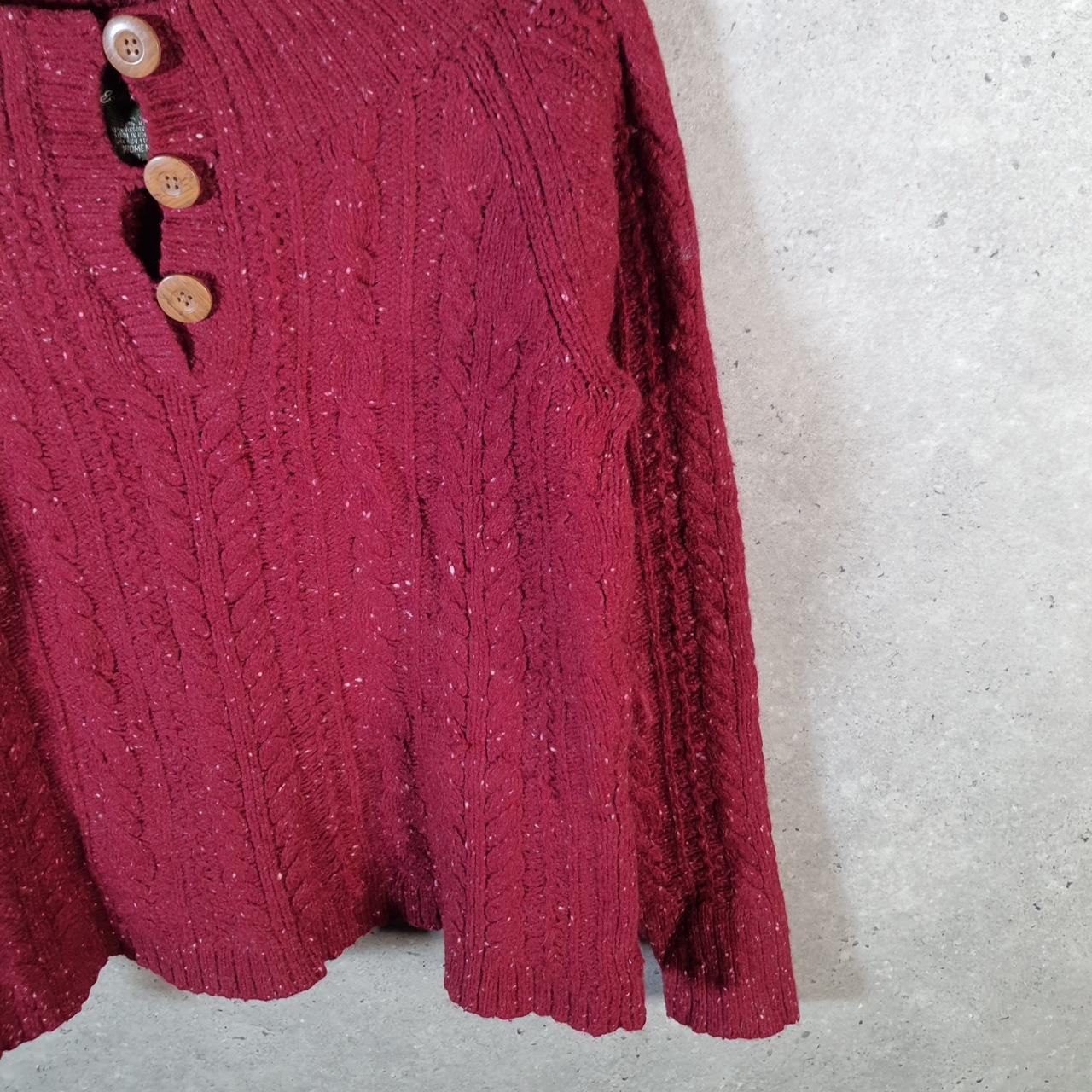 Vintage Eddie Bauer Knit Sweater Womens Large Red Y2K Pullover 1/4 Button