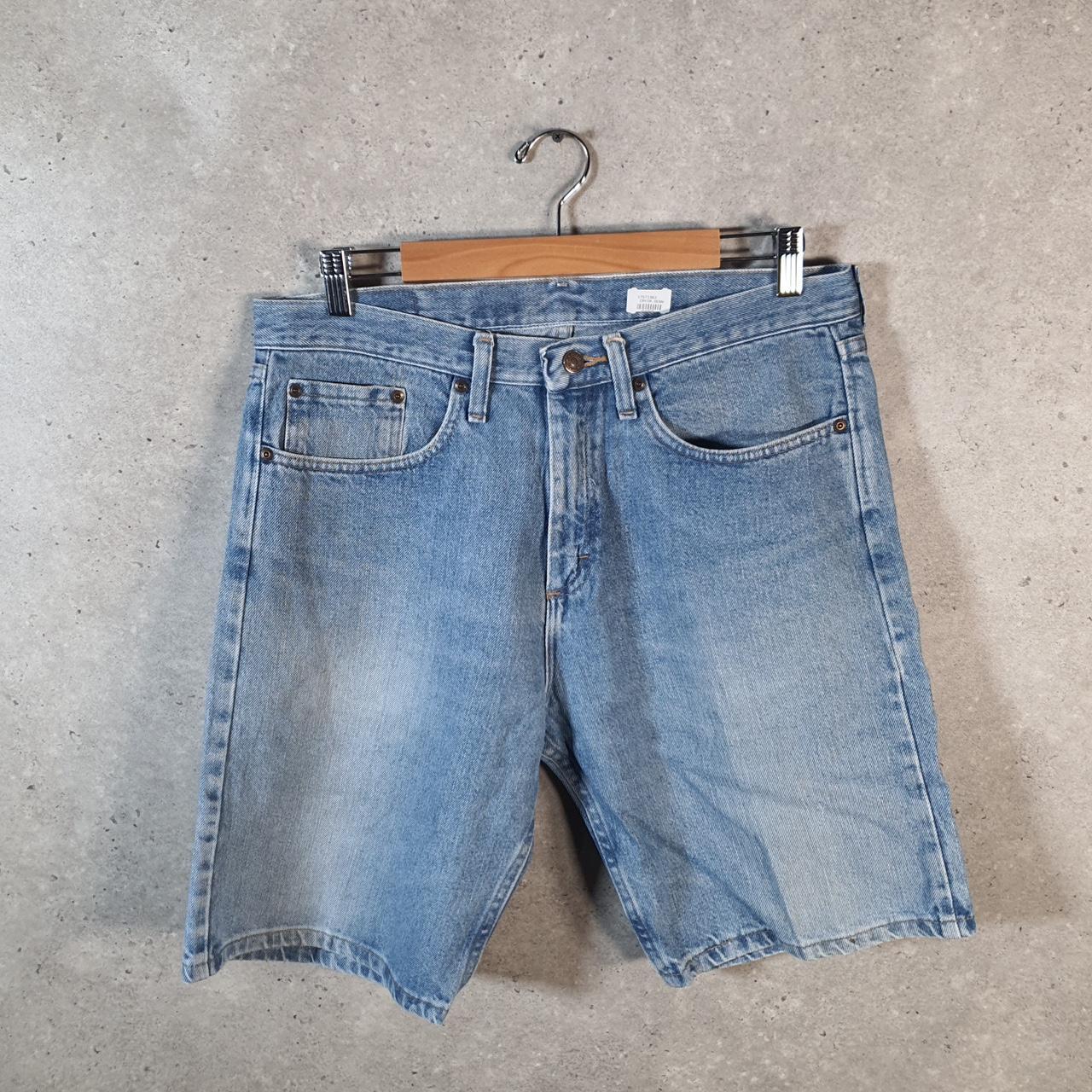 Vintage Wrangler Denim Shorts Jorts Cargo Men’s W33 Relaxed Blue Baggy Cotton