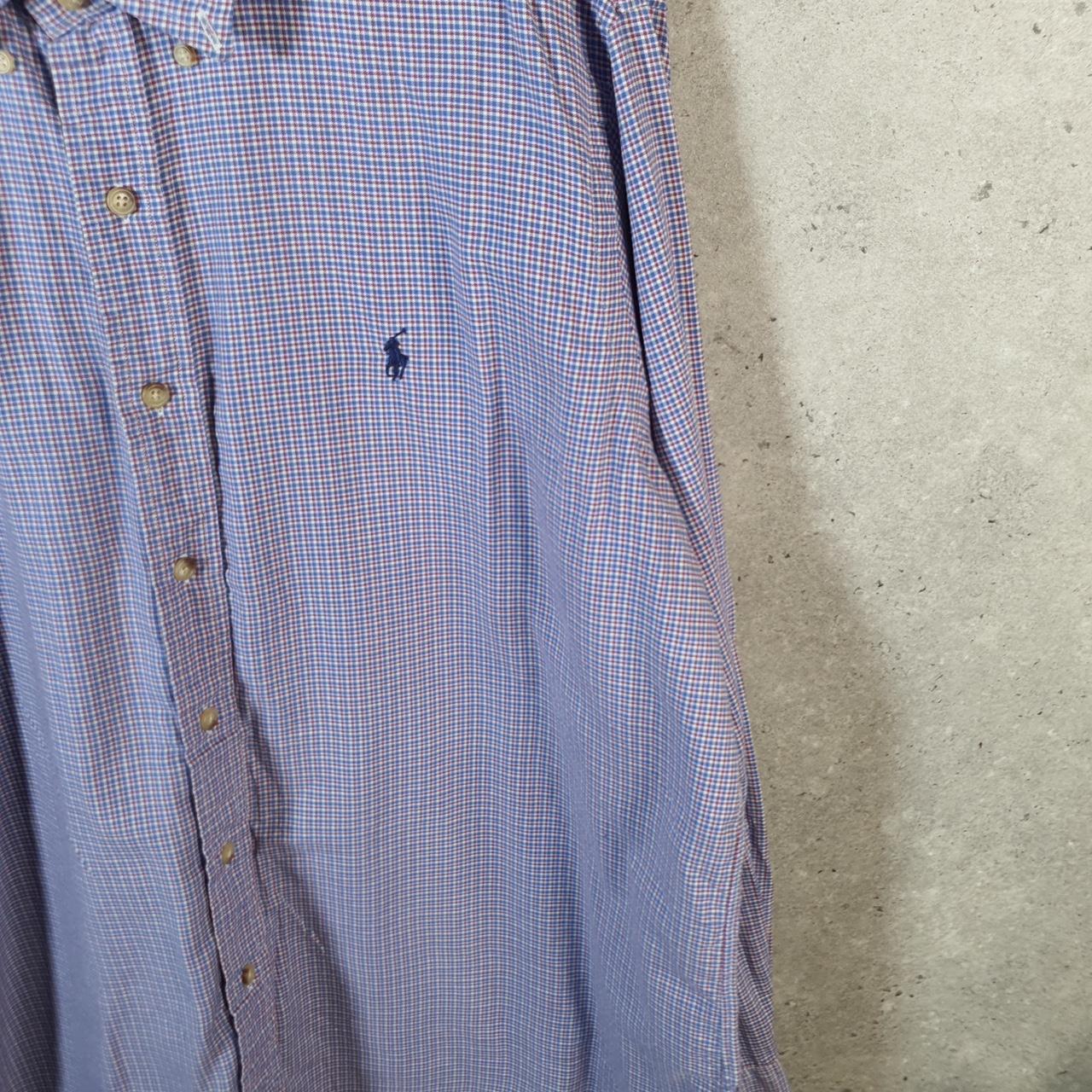 Vintage Ralph Lauren Button Down Shirt Men’s XL Blue Checkered Classic Fit Cotton Pony