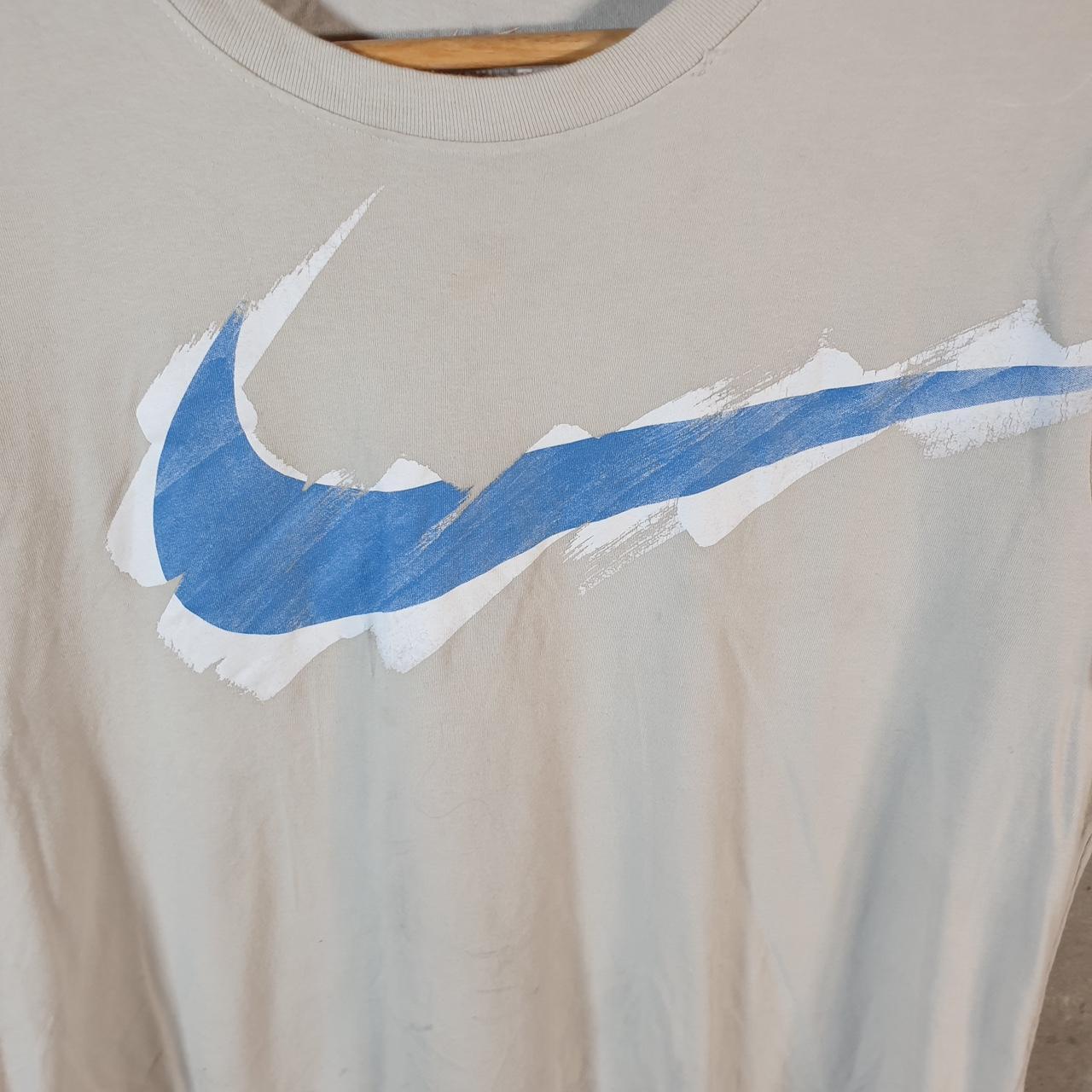 Vintage Nike Dri Fit Spellout T Shirt Men’s Medium Beige Graphic Swoosh Athletic