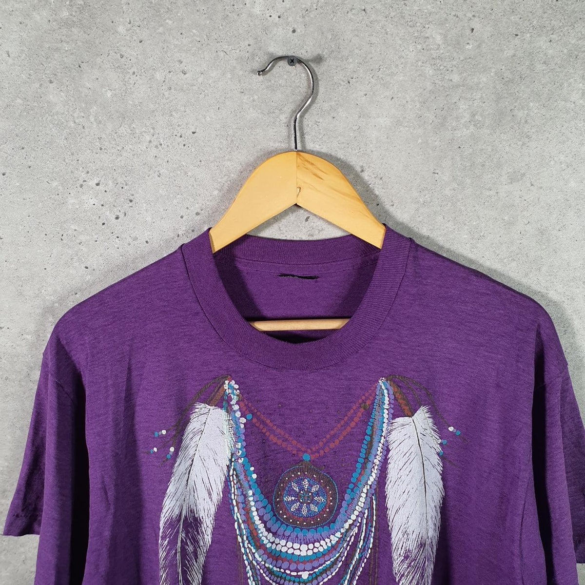 Vintage Angel Wings Graphic 90s USA Single Stitch T Shirt Men’s Purple Small Big Fish Vintage