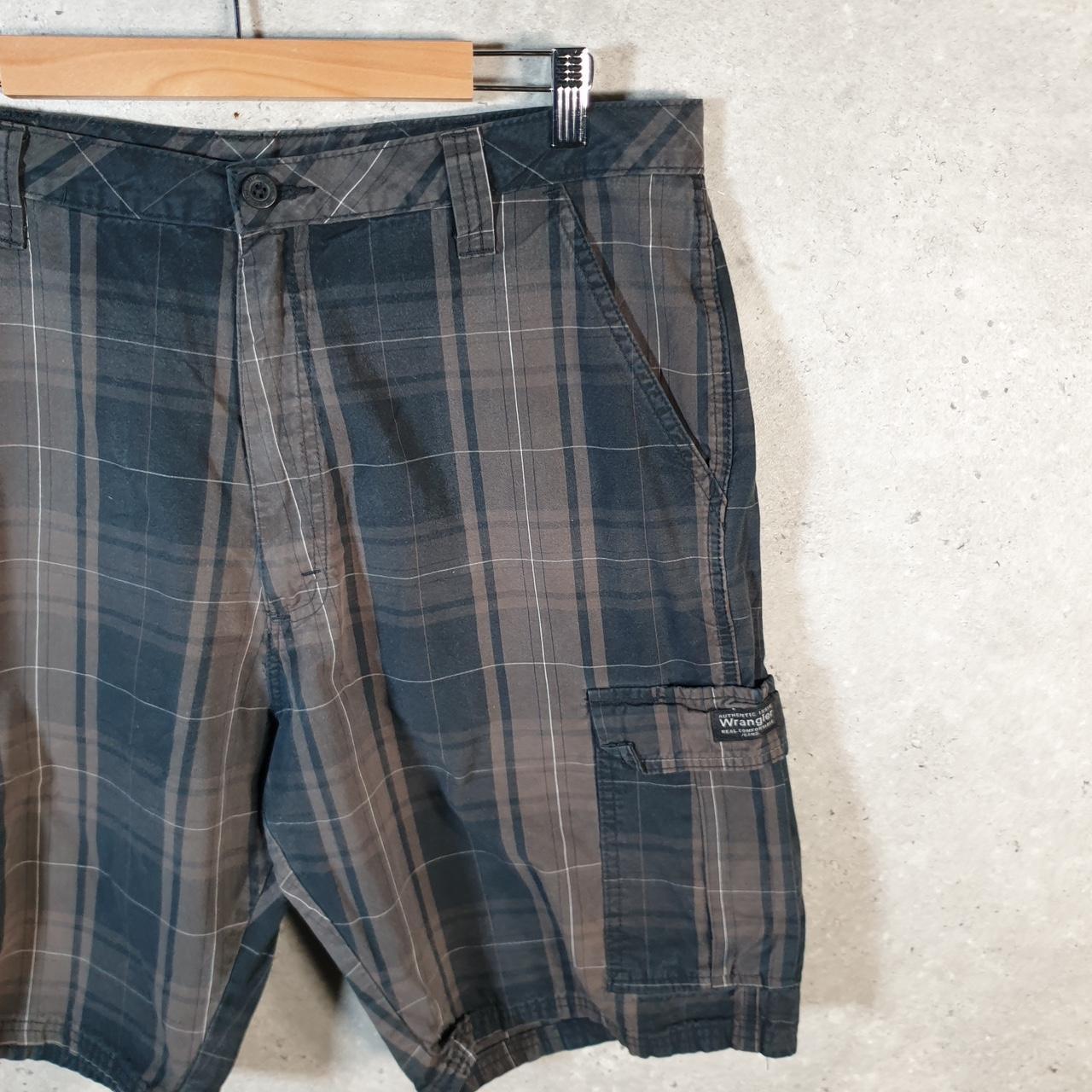 Vintage Wrangler Chino Shorts Jorts Cargo Men’s W36 Grey Checkered Baggy Cotton