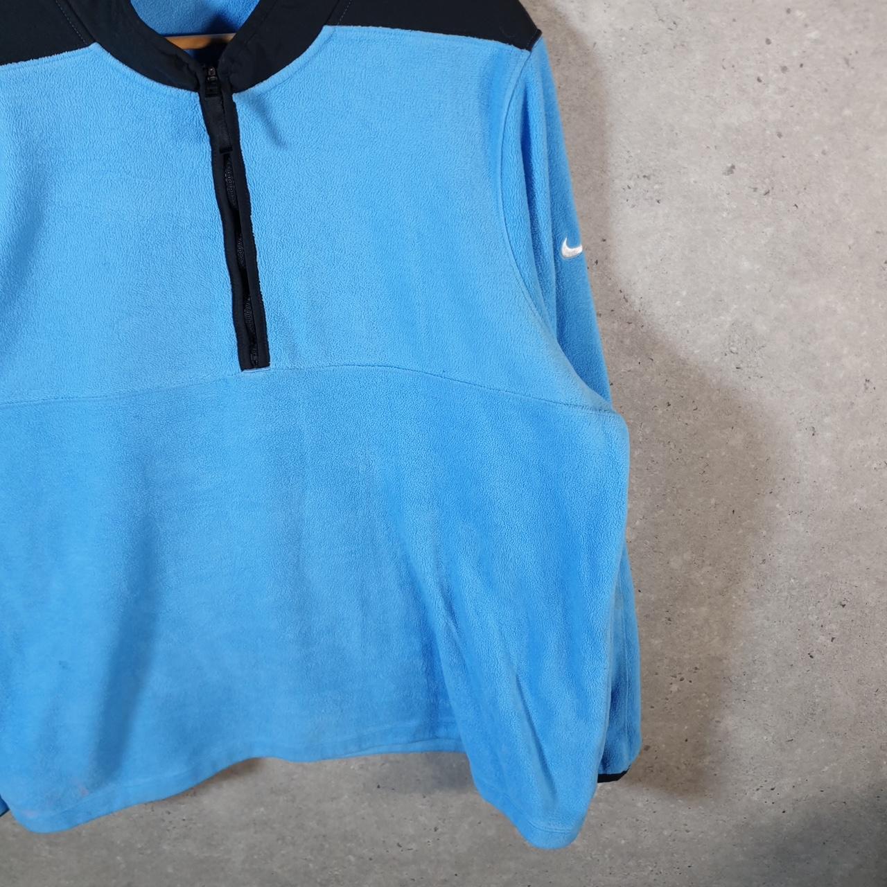 Vintage Nike Therma fit Fleece Sweatshirt Men’s XL 1/4 Zip Blue Swoosh Y2K Pullover