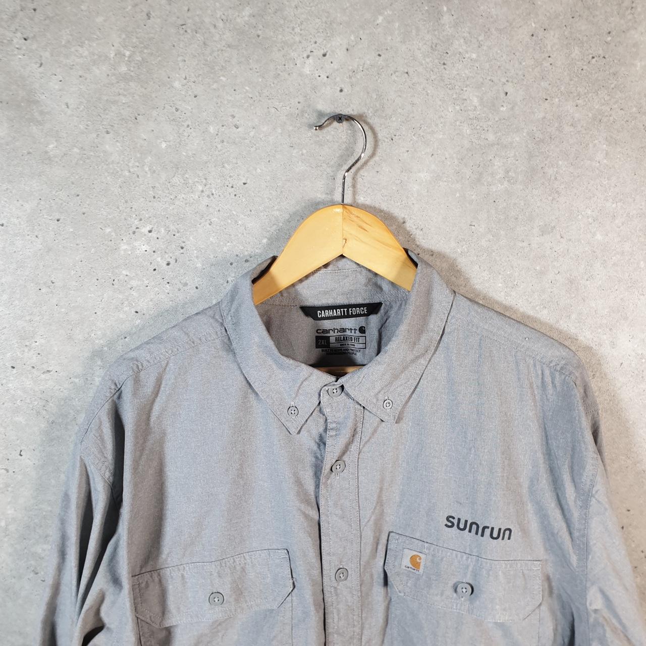 Vintage Carhartt Shirt Button Down Mens 2XL Grey Chore Utility Relaxed Big Fish Vintage