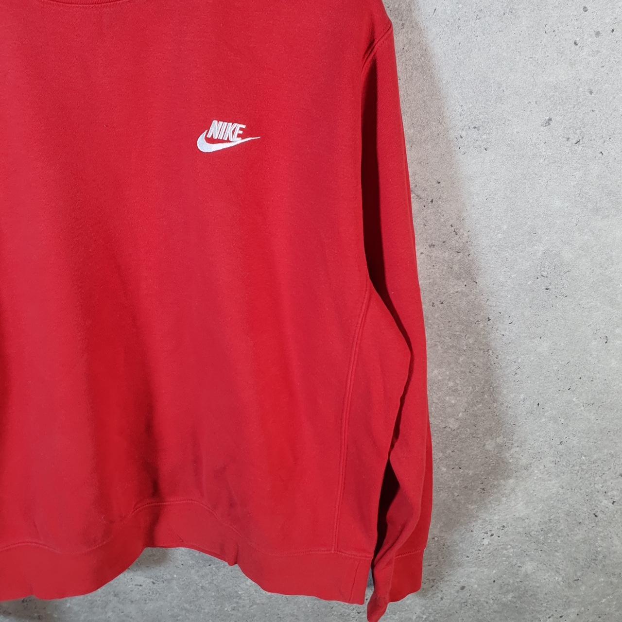 Vintage Nike Club Sweatshirt Mens Medium Red Swoosh Y2K Pullover Embroidered Logo