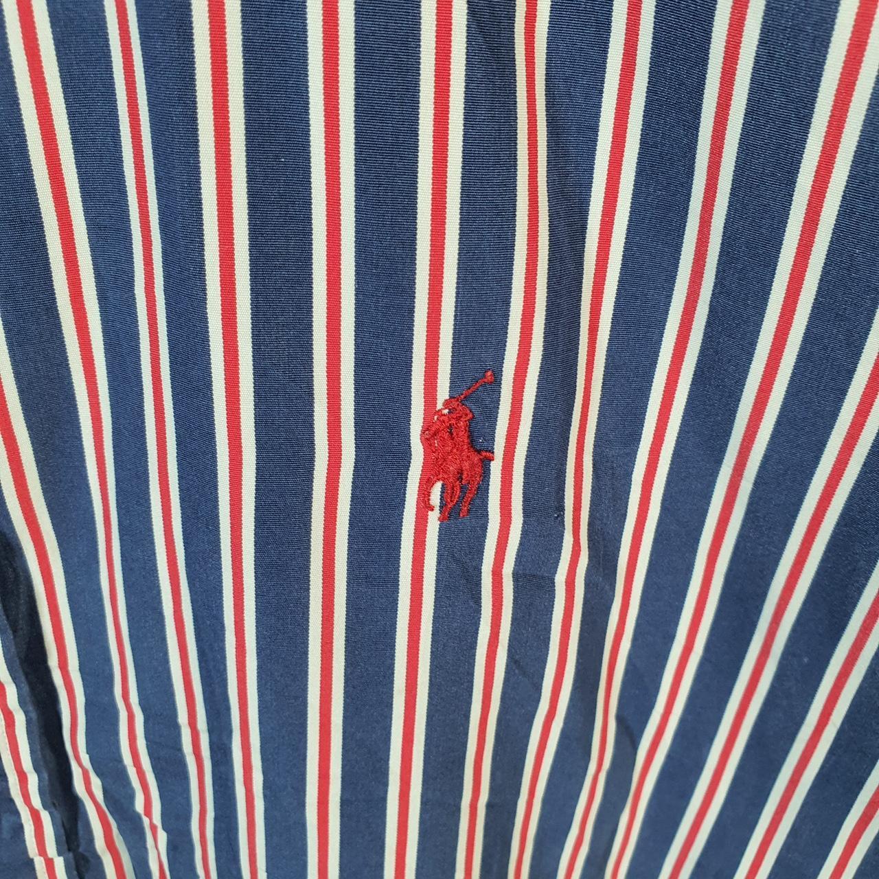 Vintage Ralph Lauren Button Down Shirt Men’s Medium Blue Striped Classic Fit Pony