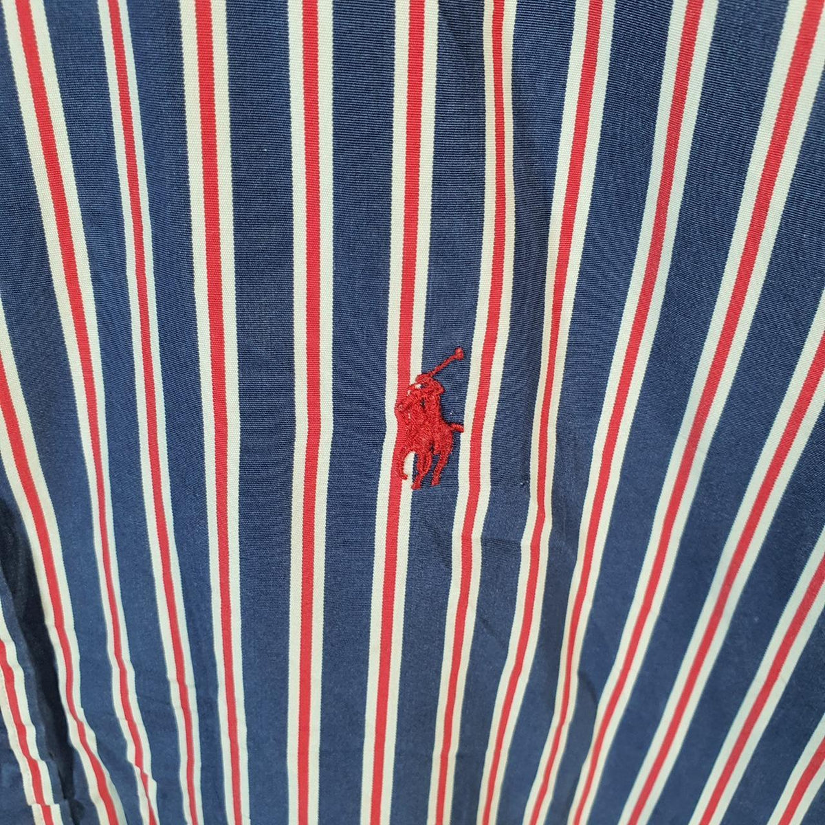Vintage Ralph Lauren Button Down Shirt Men’s Medium Blue Striped Classic Fit Pony