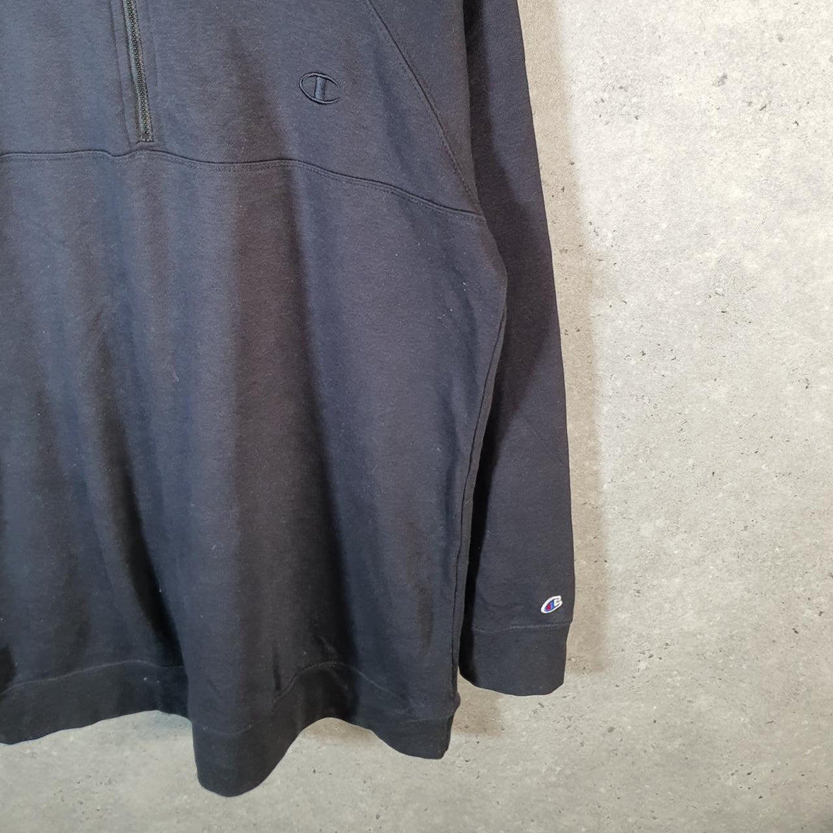 Vintage Champion 1/4 Zip Sweatshirt Men’s Large Black USA Y2K Pullover Embroidered Logo