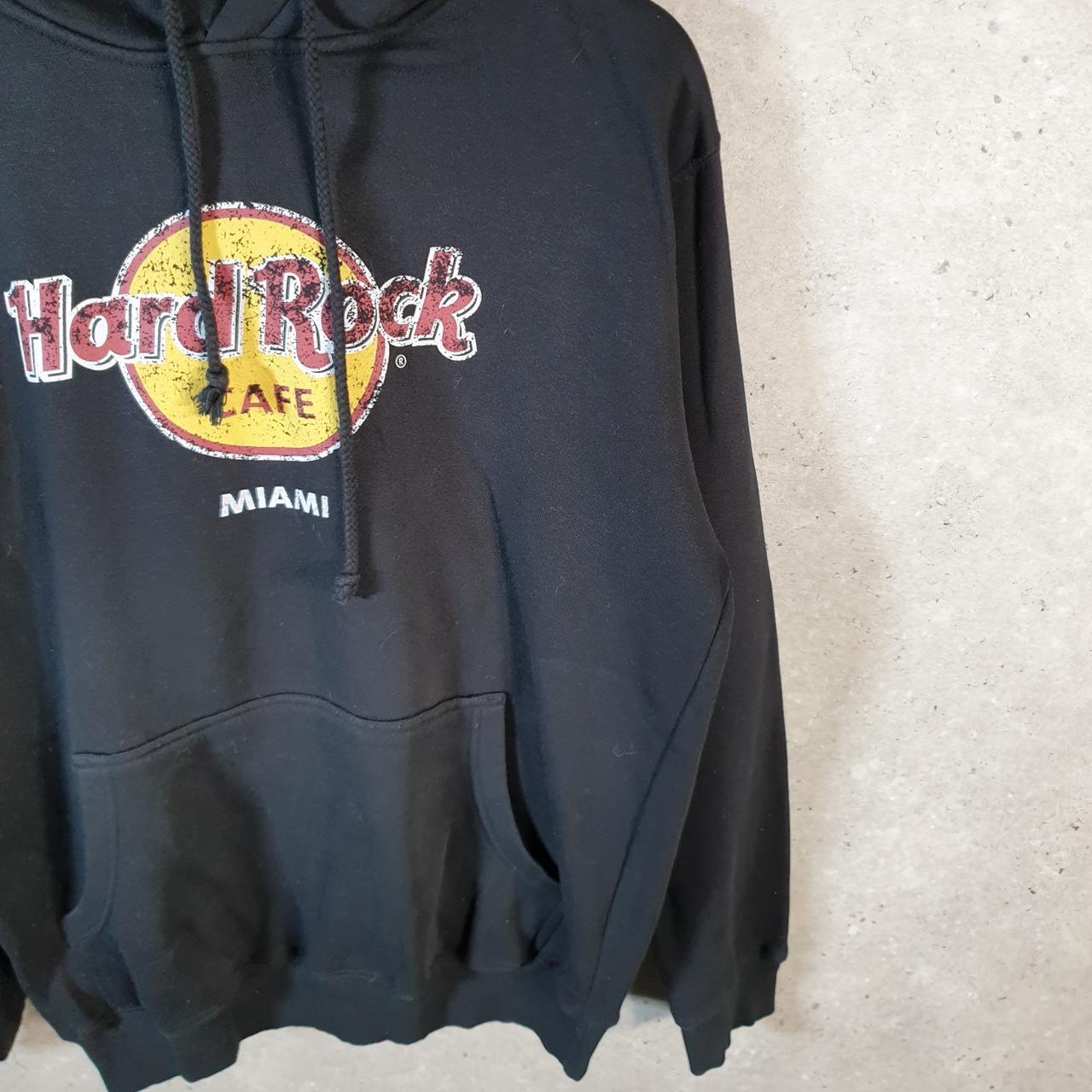Vintage Hard Rock Cafe Miami Hoodie Mens Large Black USA Graphic