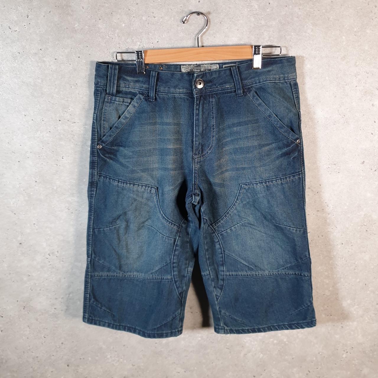 Vintage Urban Heritage Baggy Y2K Hip Hop Jeans Shorts Jorts Mens W32 Blue Denim USA Big Fish Vintage
