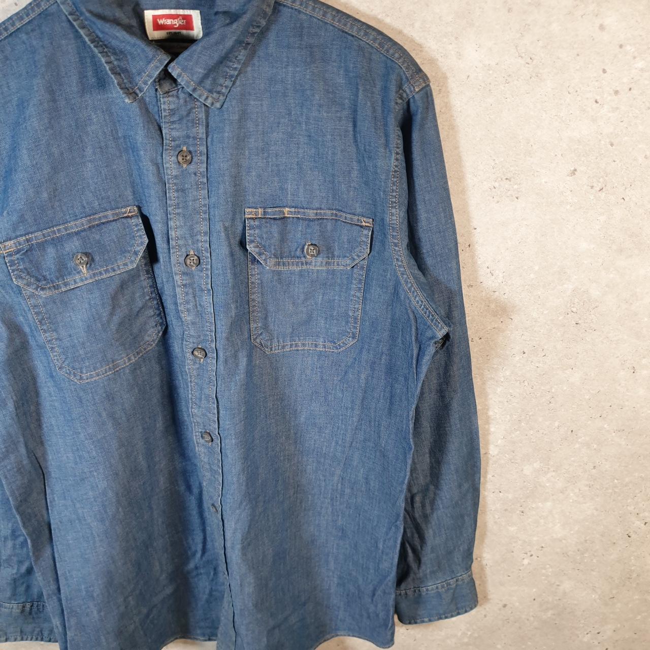 Vintage Wrangler Denim Jean Trucker Shirt Mens Medium Blue Button