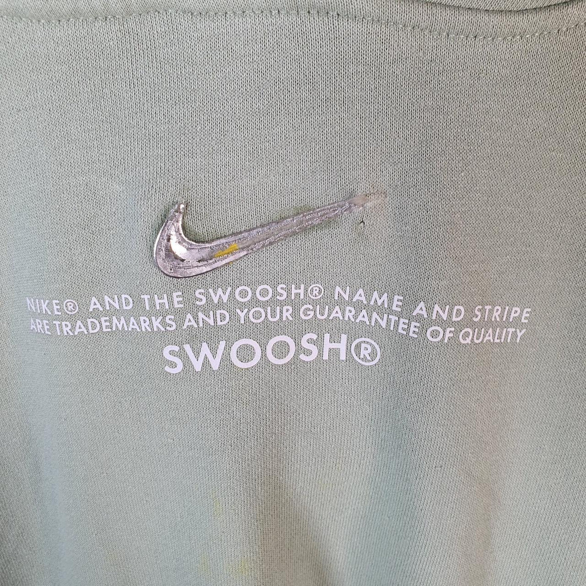 Vintage Nike Utility Army Club Hoodie Womens Medium Green Swoosh Y2K Pullover Logo