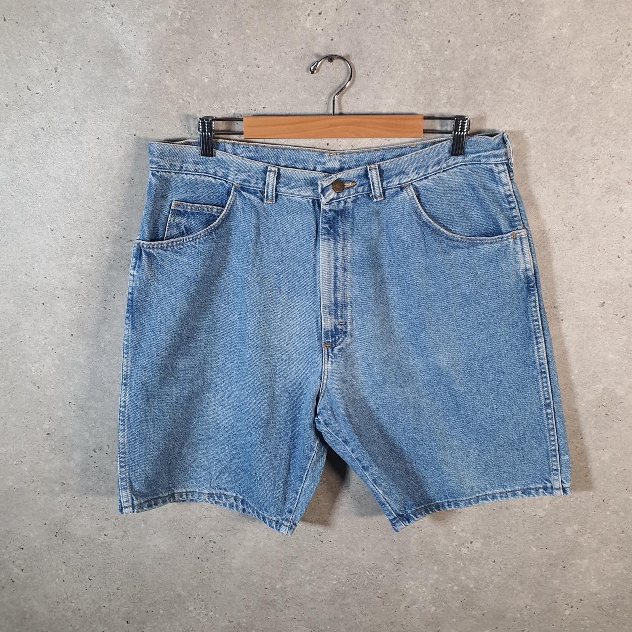 Vintage Wrangler Denim Shorts Jorts Cargo Men’s W36 Relaxed Blue Baggy Cotton