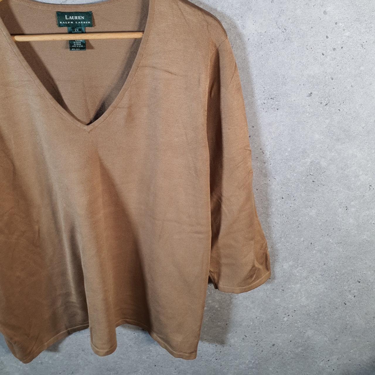 Vintage Ralph Lauren Polo Knit Sweater Womens 2XL Brown Cotton Pullover