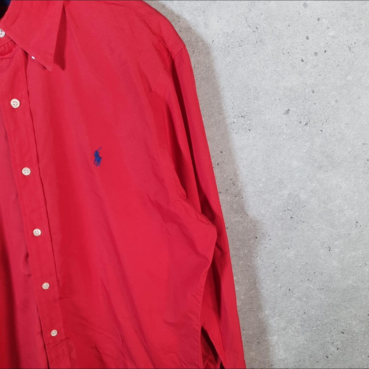 Vintage Ralph Lauren Button Down Shirt Men’s Large Red Custom Fit Cotton Pony