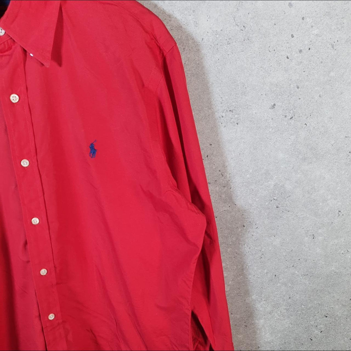 Vintage Ralph Lauren Button Down Shirt Men’s Large Red Custom Fit Cotton Pony