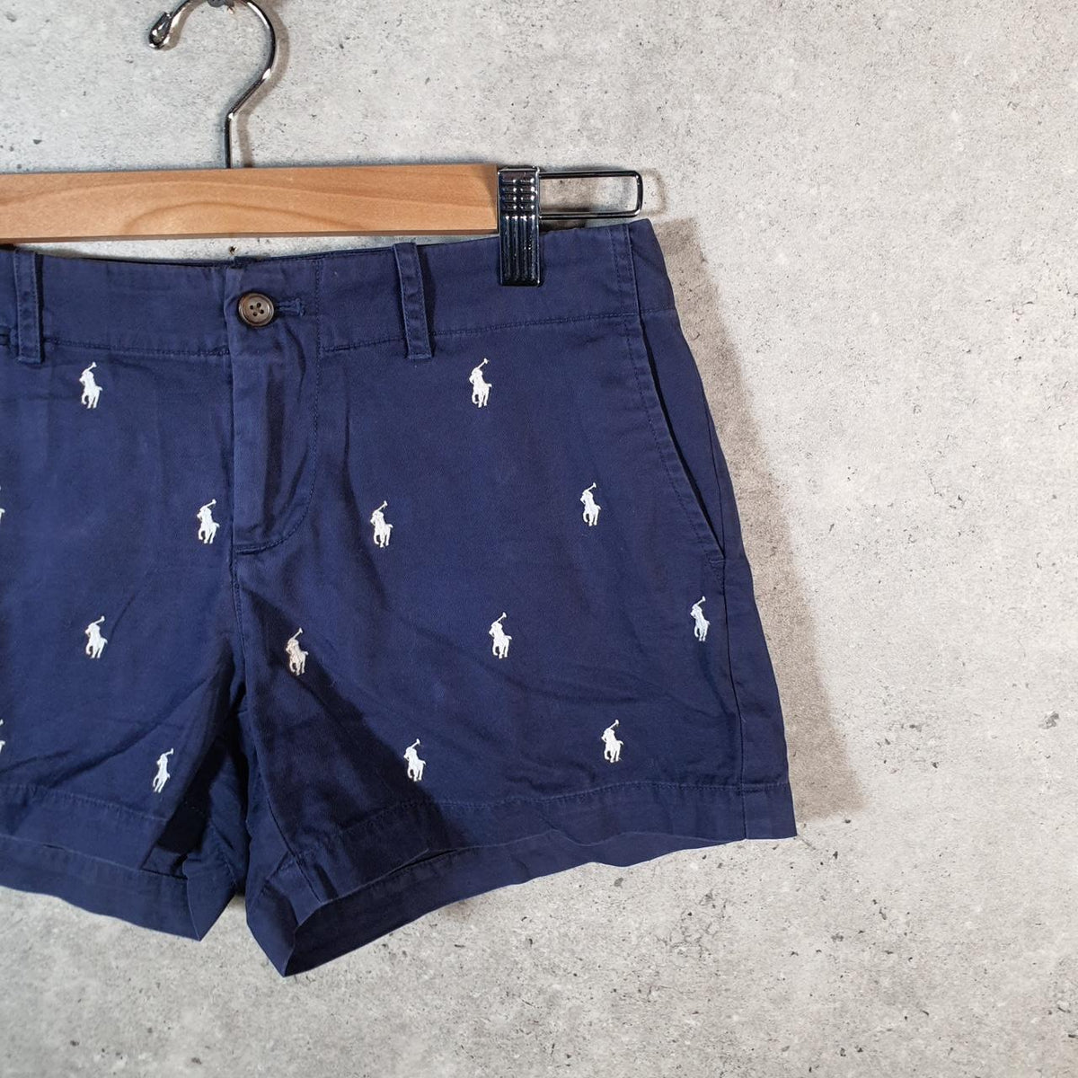 Vintage Ralph Lauren Polo All over Prints AOP Shorts Jorts Cargo Womens W30 Blue Baggy Cotton Big Fish Vintage