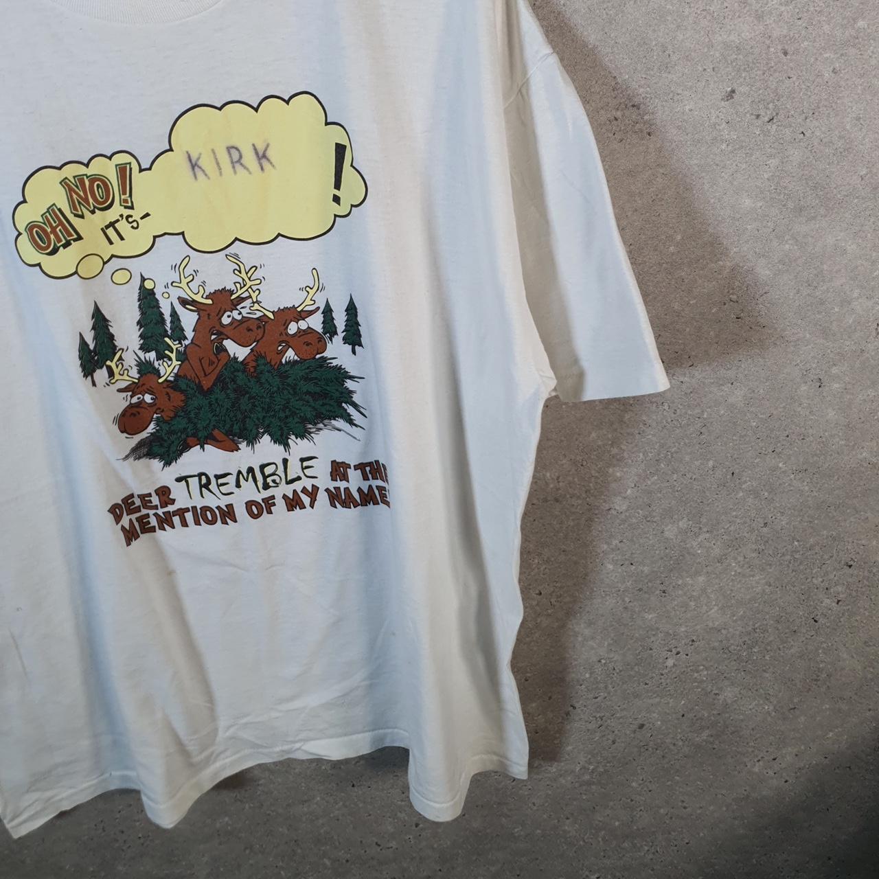 Vintage Oneita Power Deer Tremble 90s Graphic USA Single Stitch T Shirt Men’s 2XL White
