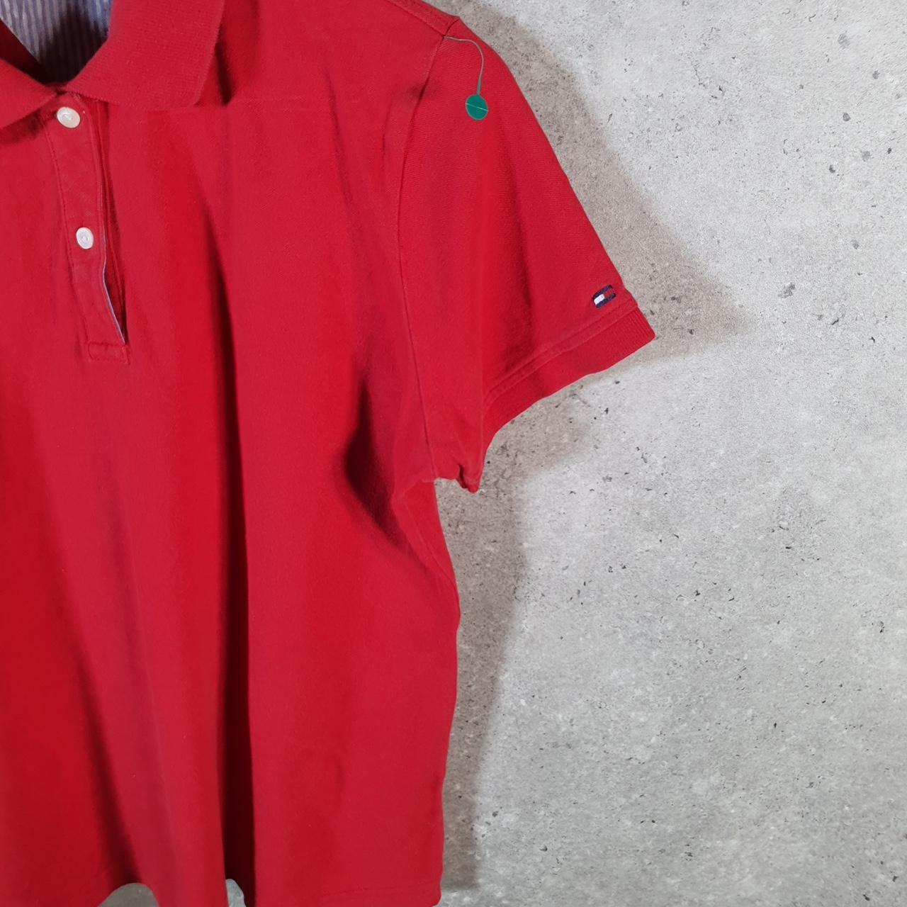 Vintage Tommy Hilfiger Polo Shirt Womens Large Red Custom Fit Embroidered Logo