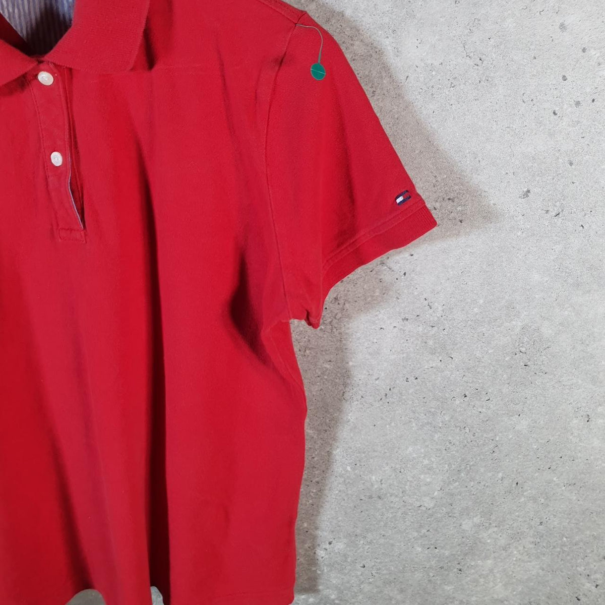 Vintage Tommy Hilfiger Polo Shirt Womens Large Red Custom Fit Embroidered Logo