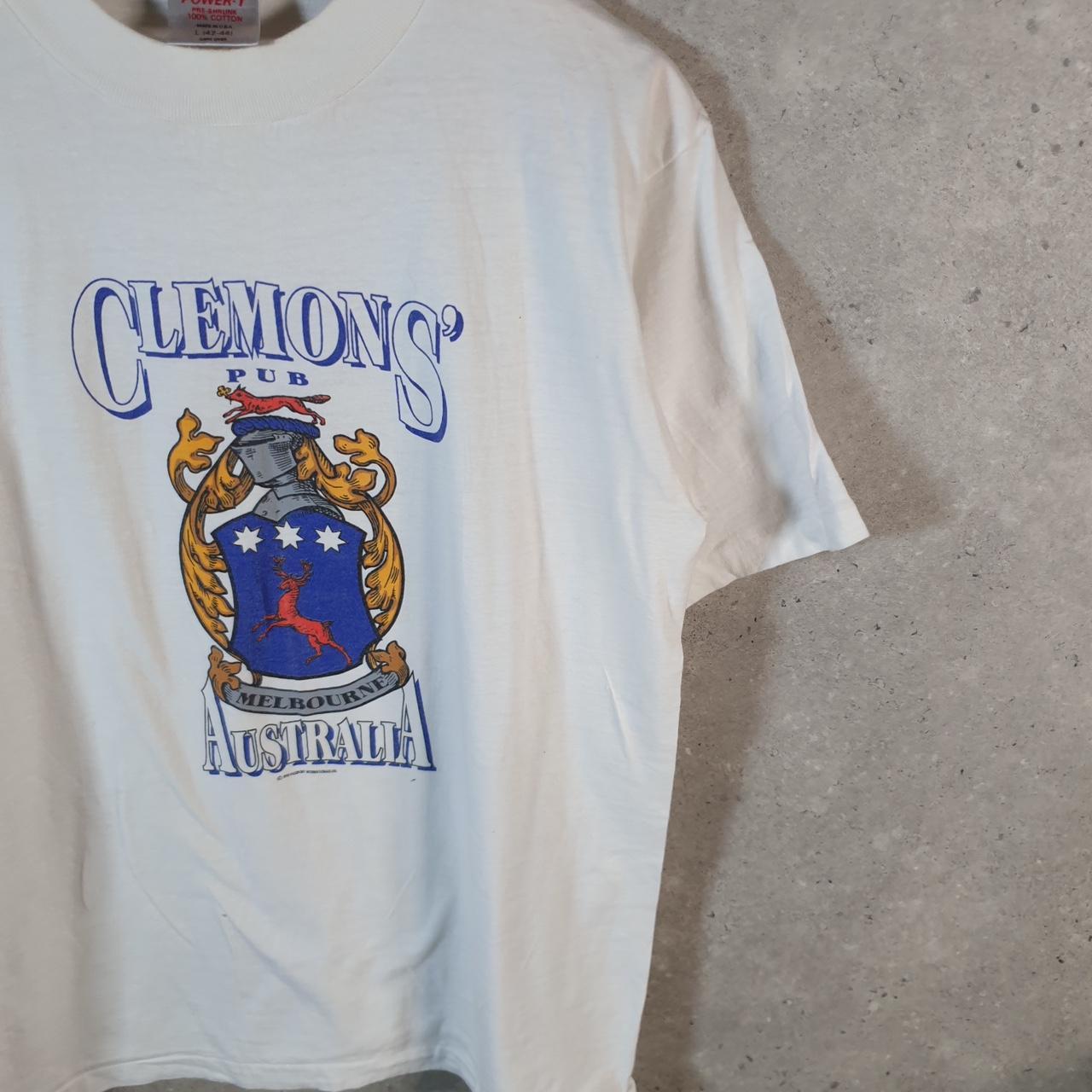 Vintage Oneita Power T Clemsons Pub Australia Melbourne 90s USA Single Stitch T Shirt Men’s Large White