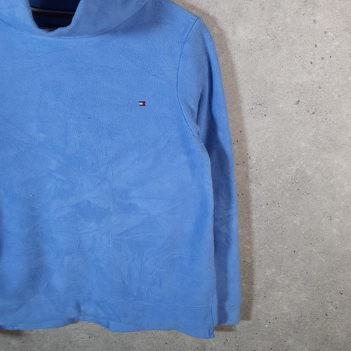 Tommy Hilfiger Fleece Pullover Sweatshirt Womens Small Blue Embroidered Logo