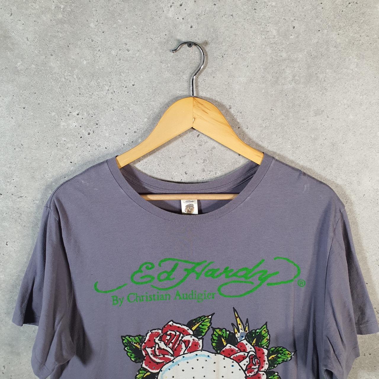 Vintage Ed Hardy T Shirt Men’s Large Purple Christian Audigier Love Heart Graphic Skull Y2K Big Fish Vintage