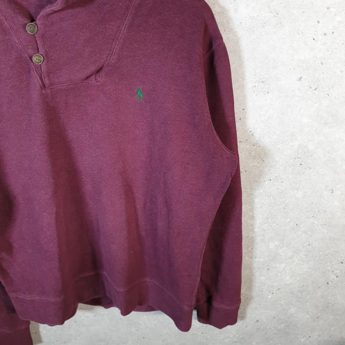 Vintage Ralph Lauren Polo 1/4 Button Sweatshirt Men’s Medium Burgundy Cotton Pullover Pony