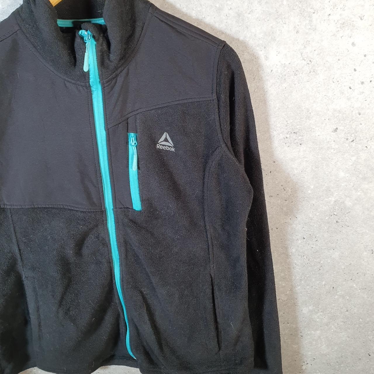 Reebok Full Zip Fleece Sweatshirt Mens Large Black Embroidered Logo
