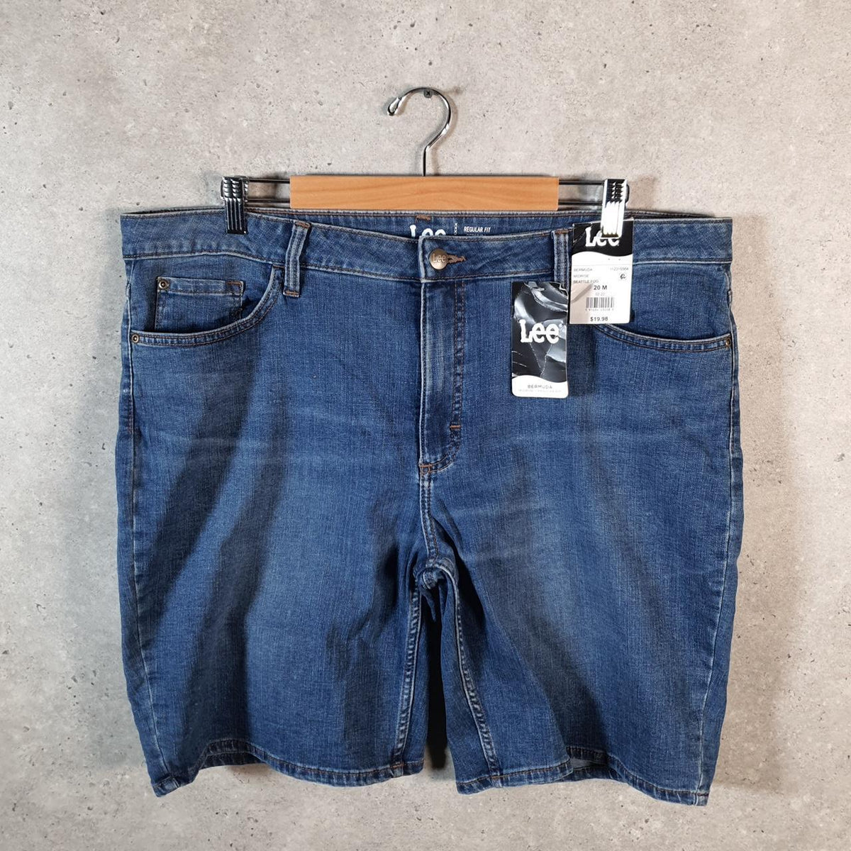 Vintage Lee Mid Rise Baggy Shorts Jorts Cargo Womens W40 Blue Relaxed Denim A4564