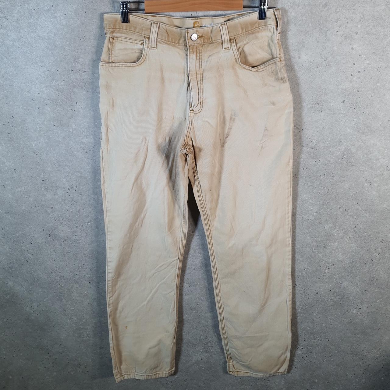 Vintage Carhartt Carpenter Trousers Mens W33 L31 Brown Relaxed Fit Workwear