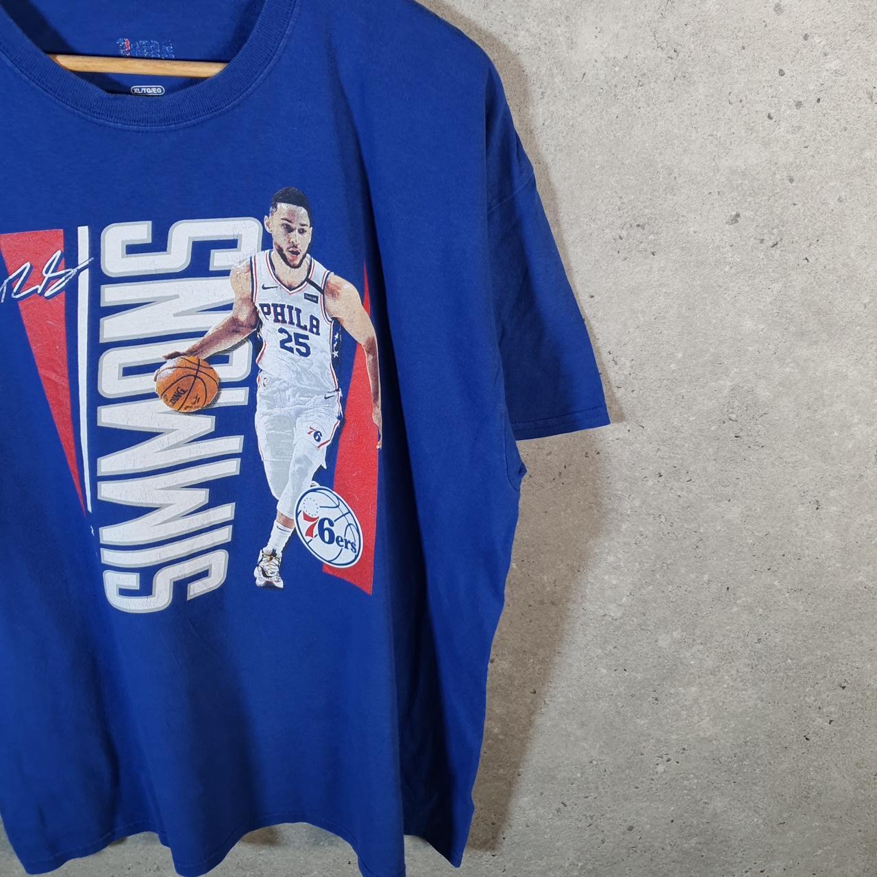 Vintage NBA Philadelphia 76ers Simmons T Shirt Men’s XL Blue Logo Athletic