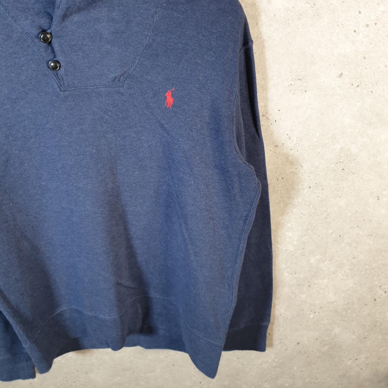 Vintage Ralph Lauren Polo 1/4 Button Sweatshirt Men’s Medium Navy Blue Cotton Pullover Pony