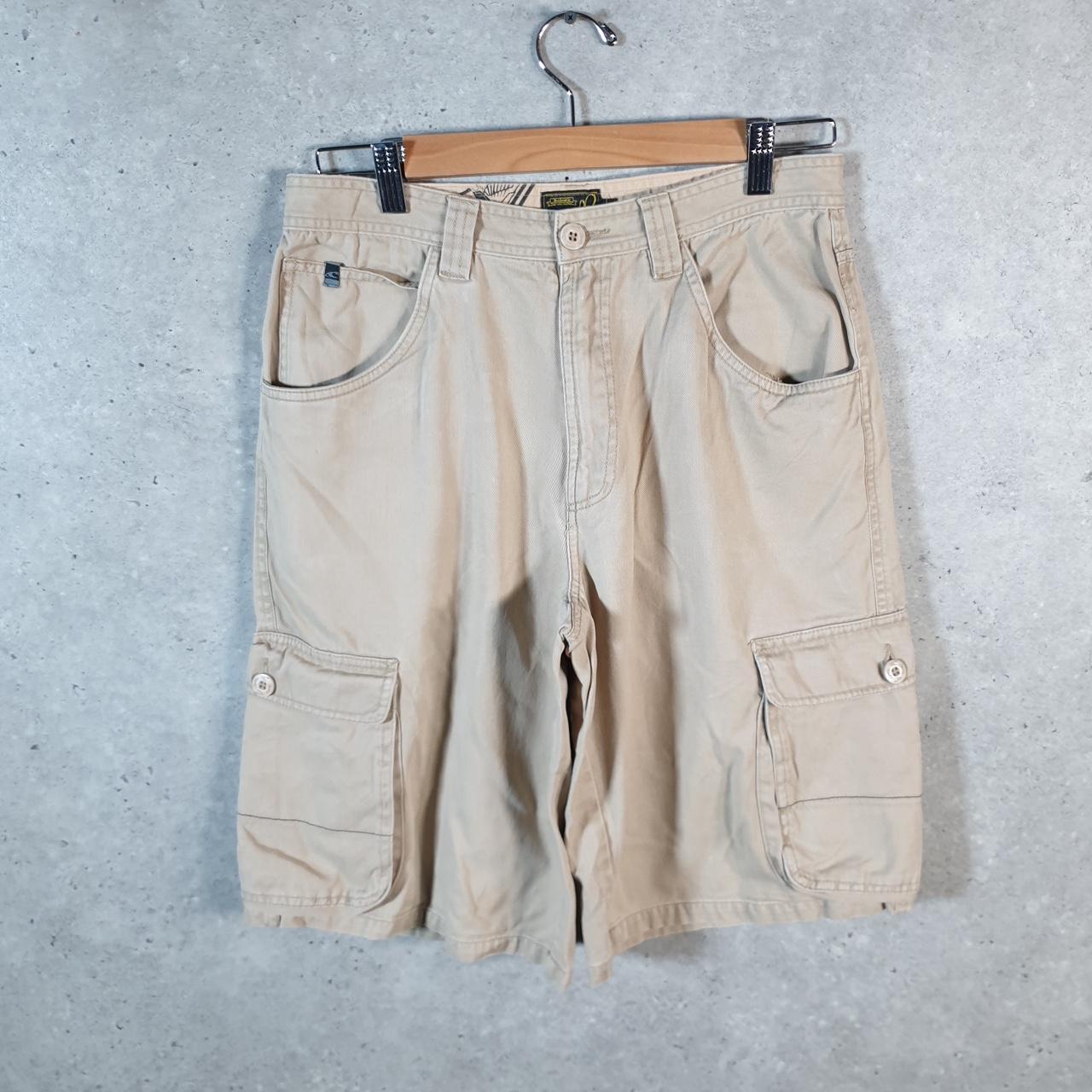 Vintage O’Neill Baggy Y2K Hip Hop Jeans Shorts Jorts Mens W29 Beige Denim USA Big Fish Vintage