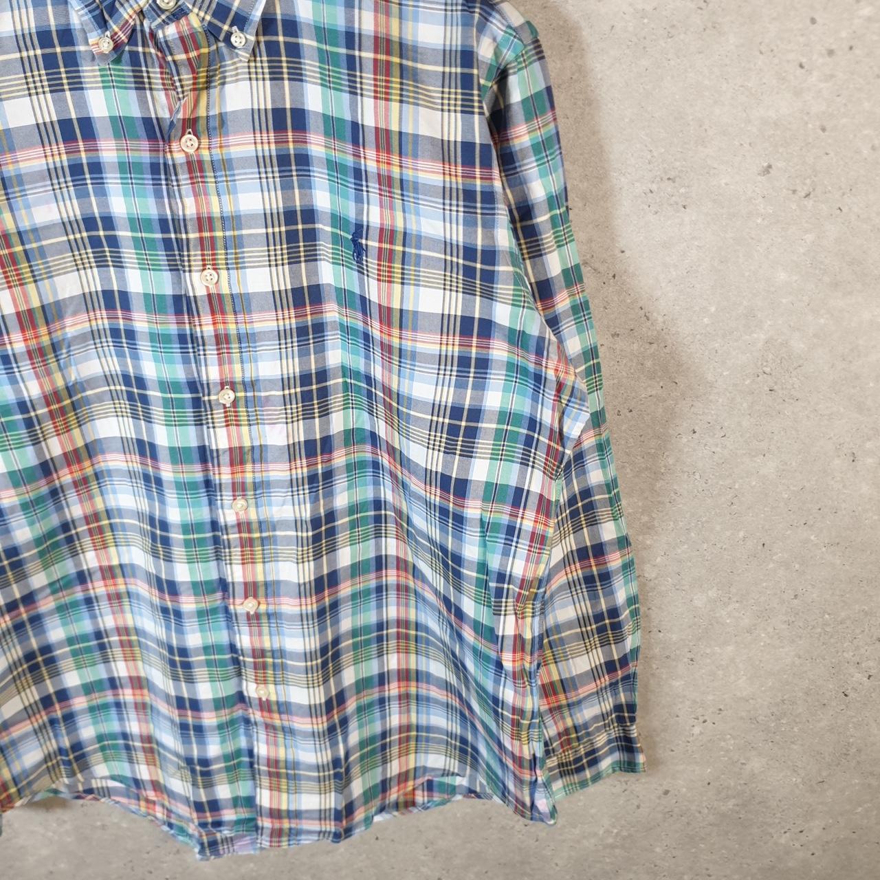 Vintage Ralph Lauren Button Down Shirt Men’s Medium Checkered Custom Fit Pony Cotton