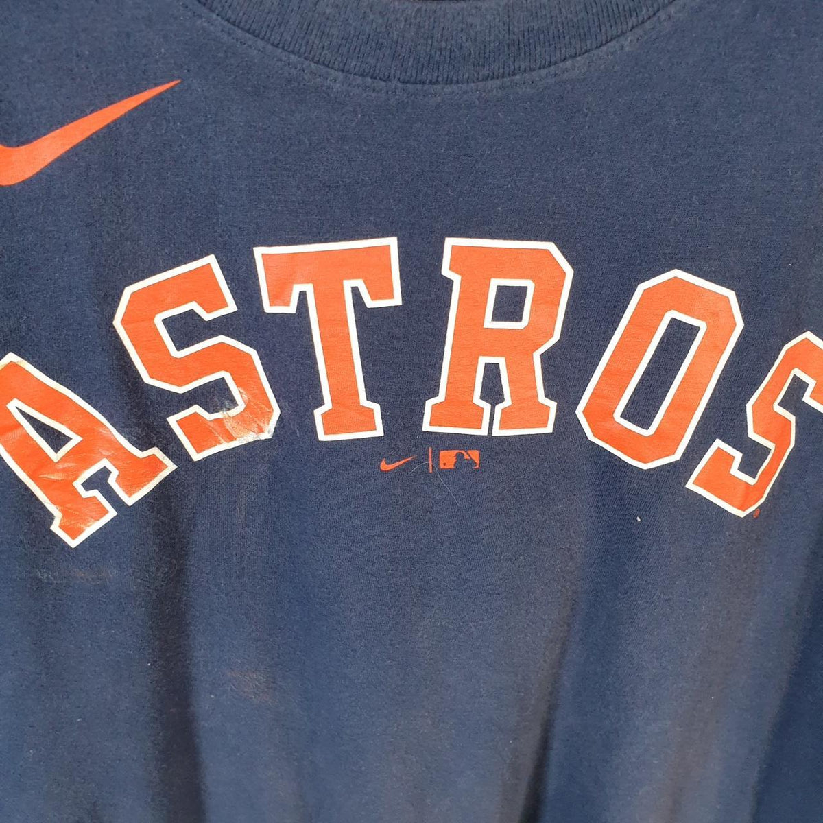Vintage Nike MLB Astros Spellout T Shirt Mens Large Navy Blue Logo Swoosh Athletic