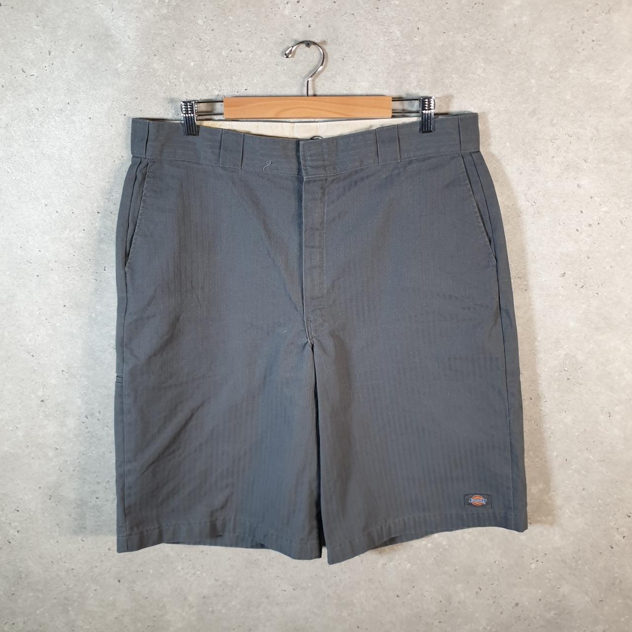 Vintage Dickies Baggy Chino Shorts Jorts Cargo Mens W38 Grey Striped Regular Fit