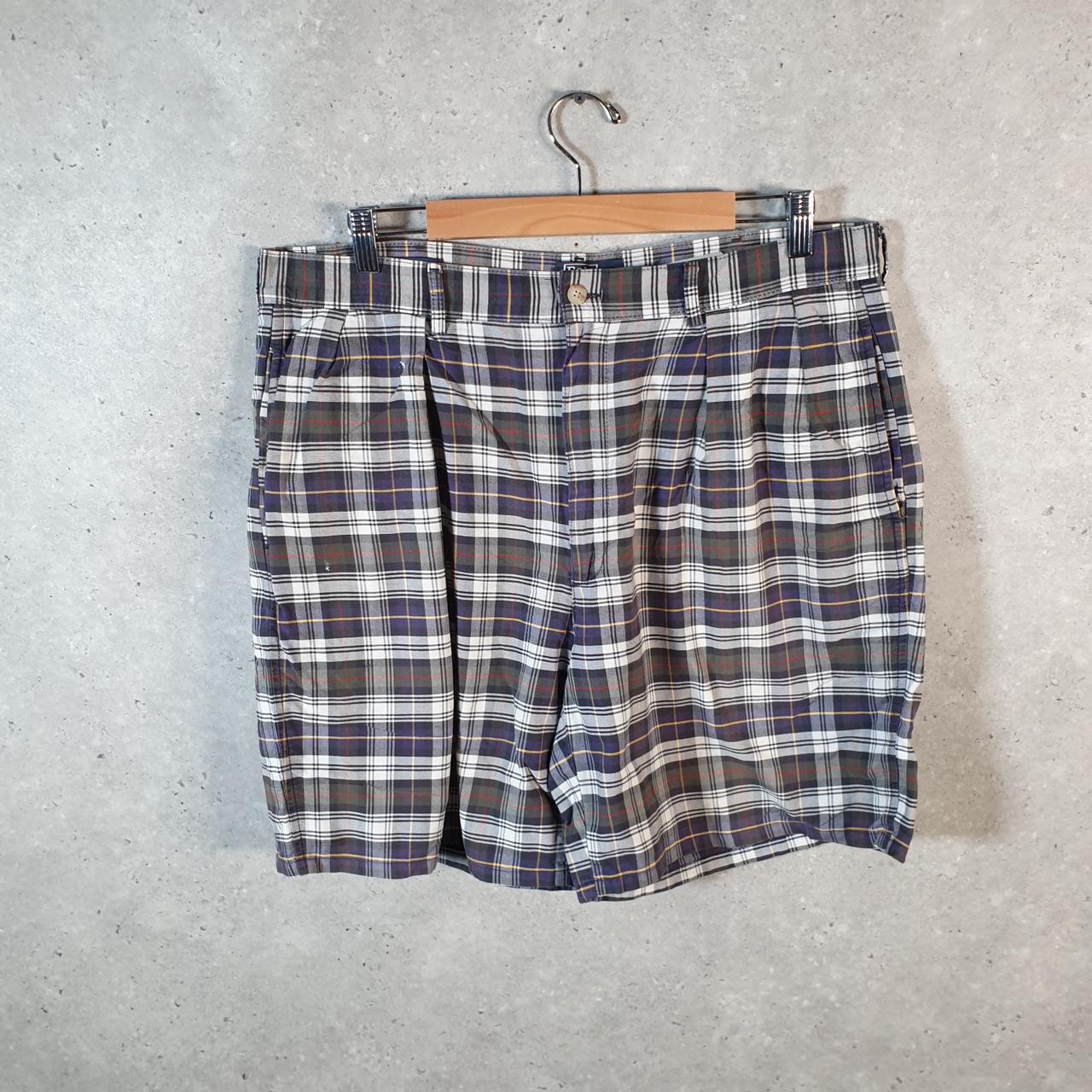 Vintage Ralph Lauren Polo Chino Shorts Jorts USA Mens W36 Checkered Baggy Cotton