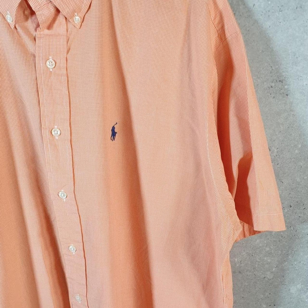 Vintage Ralph Lauren Button Down Shirt Men’s XL Checkered Orange Blake Fit Pony