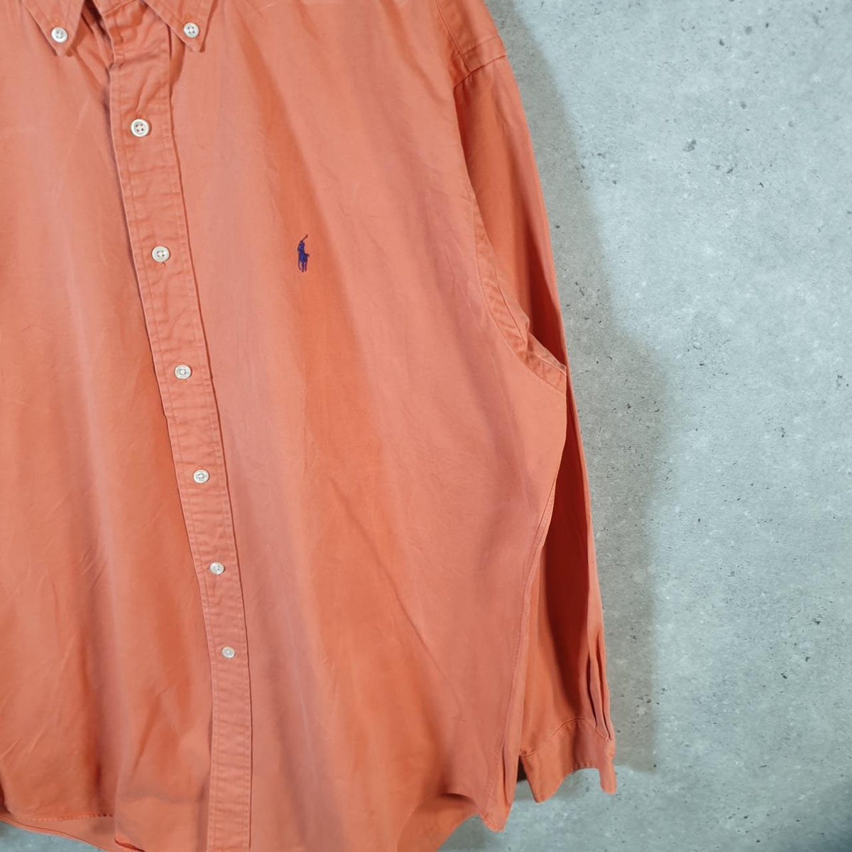 Vintage Ralph Lauren Button Down Shirt Men’s Large Orange Blake Fit Cotton Pony
