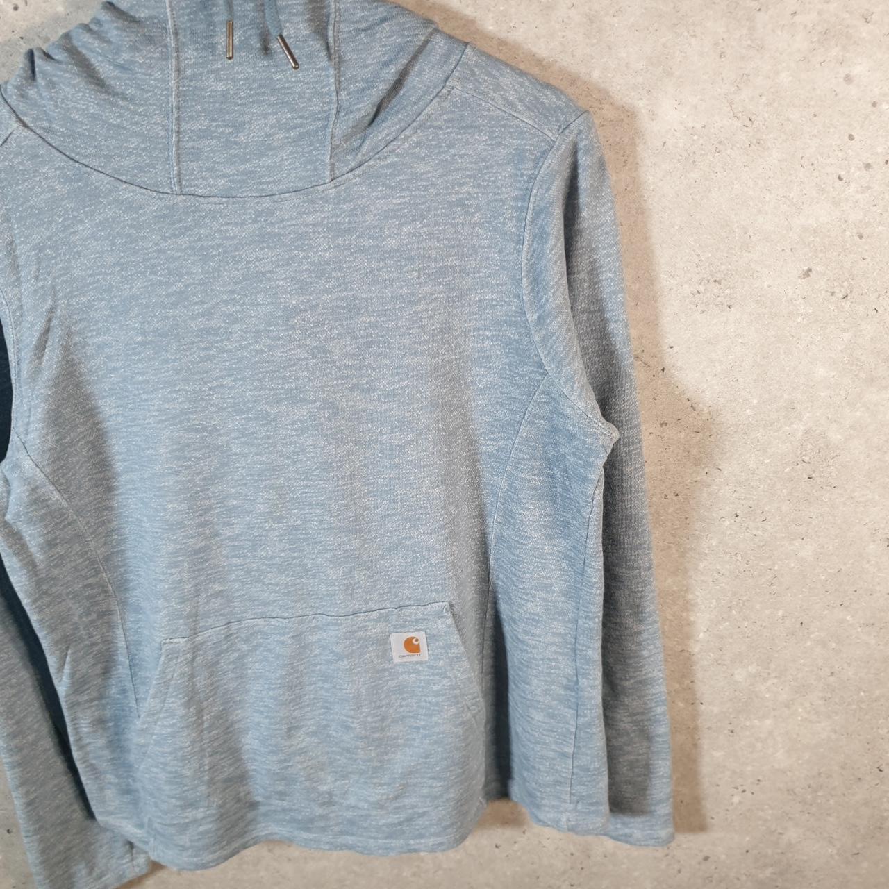 Vintage Carhartt Hoodie Womens Large Blue Pullover Blank USA Slightly Fitted