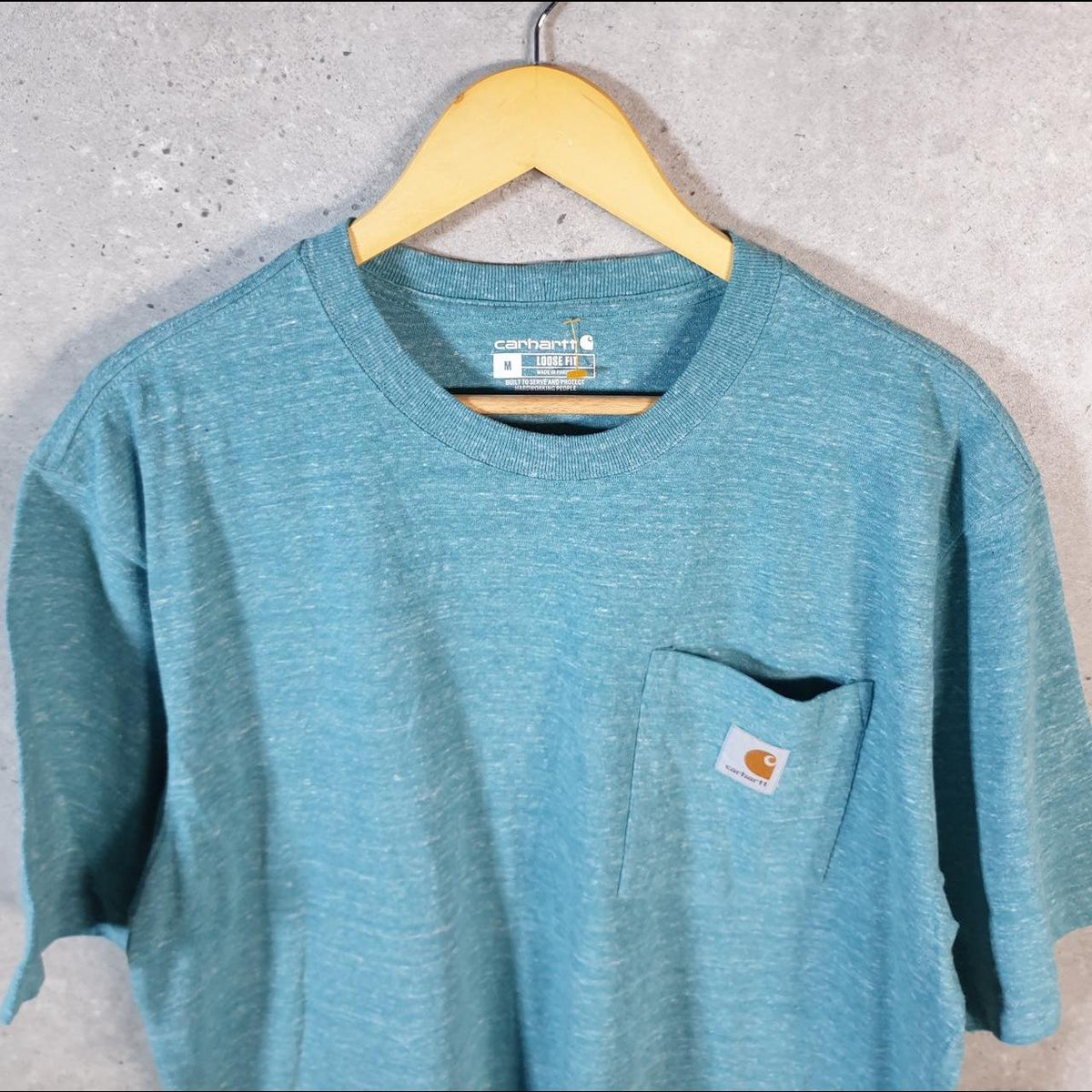 Vintage Carhartt Pocket T Shirt Men’s Medium Blue Workwear Chore Utility Loose Fit C9333